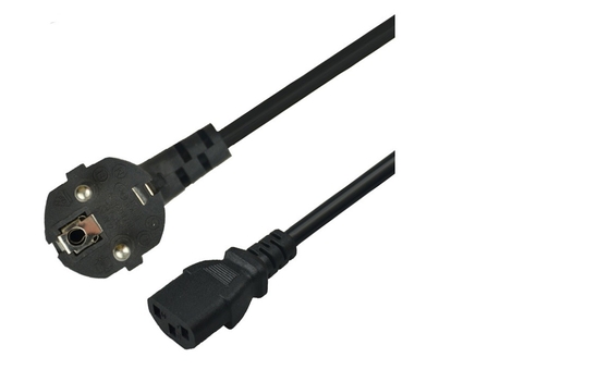 2 Prong VDE σκοινί δύναμης 8ft μαύρο χρώμα μήκους για το φορητό προσωπικό υπολογιστή