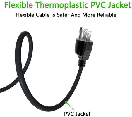 Θερμοπλαστικό Prong τύπων σκοινιού δύναμης συσκευών PVC SJT αμερικανικό 3 σκοινί δύναμης TV